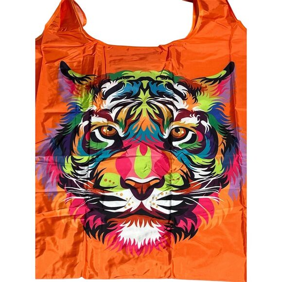 Colorful Tiger Tote Bag Unisex Orange - Picture 2 of 11